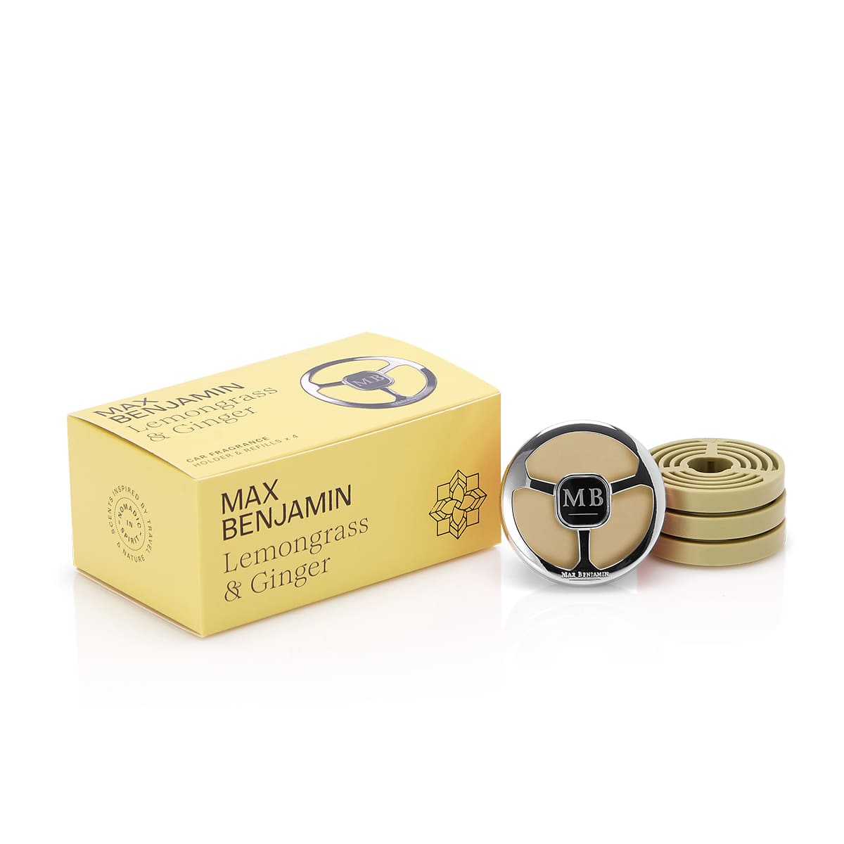 Max Benjamin - Coffret cadeau parfum voiture - Citronnelle et gingembre 